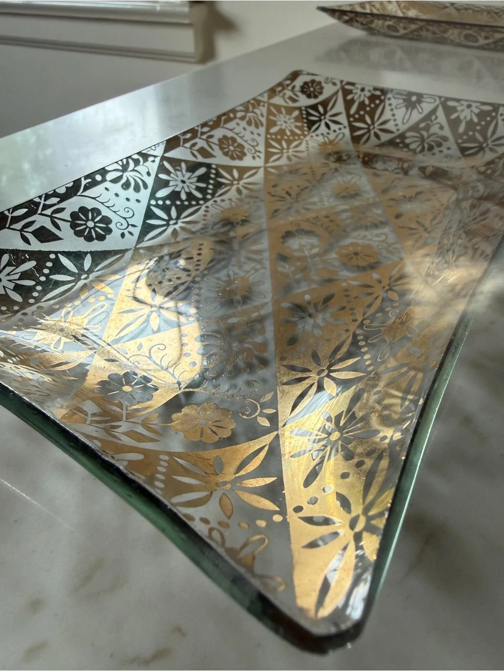 Stunning George Briard Mid Century Modern Iberia Gold Accented Trays- Set of 2